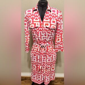 Geometric Pink and Orange Women's Dress